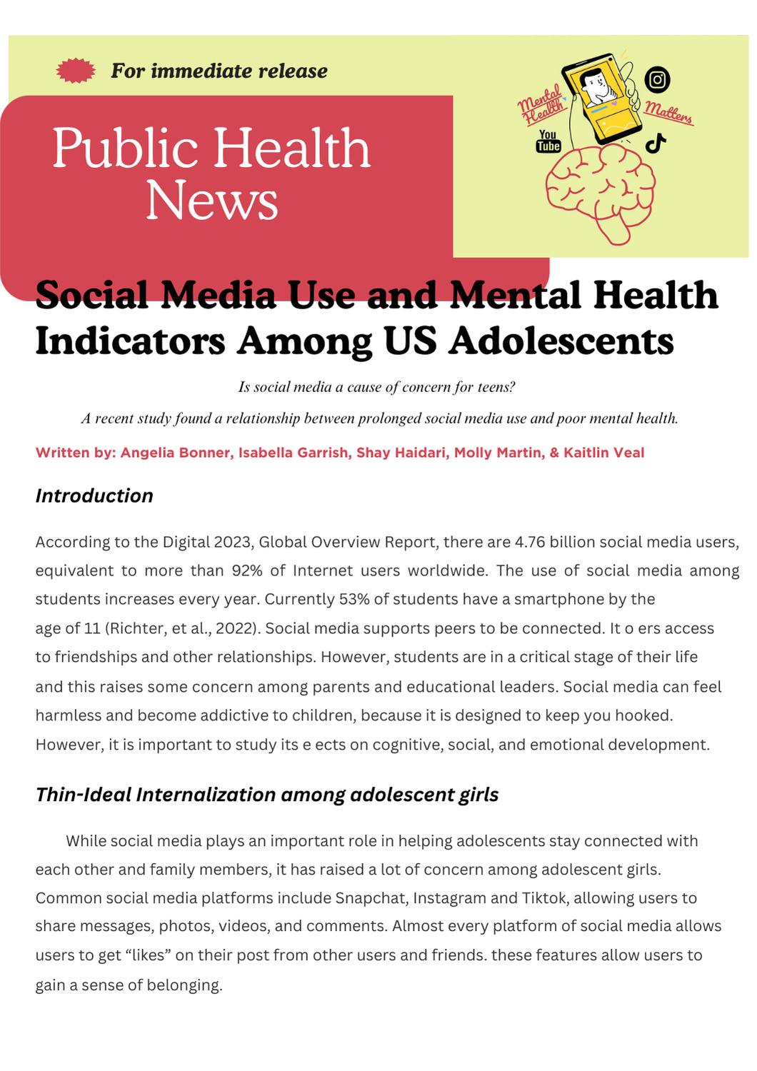 Preview of Mental Health Press Release